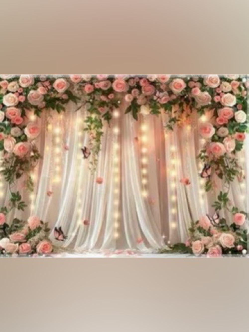Pink Floral Backdrop String Lights floral